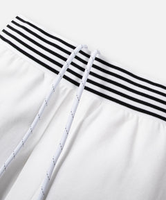  Striped rib waistband with drawcord on Paper Planes Gusset Short color White.