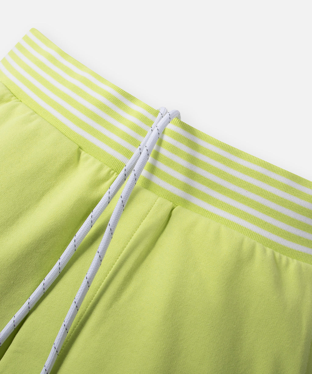  Striped rib waistband with drawcord on Paper Planes Gusset Short color Lime Sherbet.