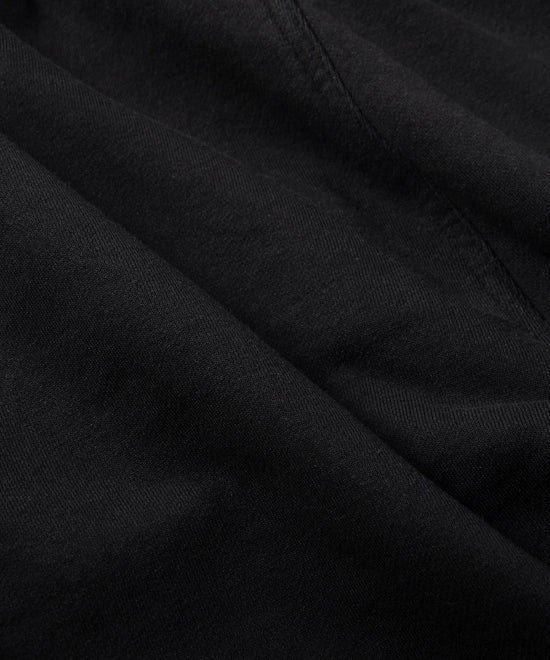 CUSTOM_ALT_TEXT: French terry closeup on Paper Planes Super Cargo Knit Short color Black.