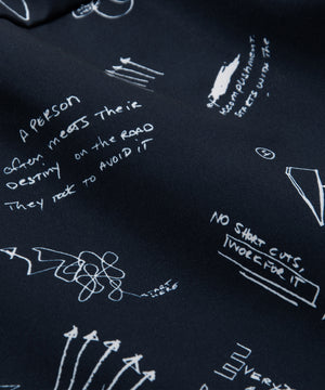 CUSTOM_ALT_TEXT: Print closeup of Paper Planes Sketch Print Swim Trunks color Indigo.