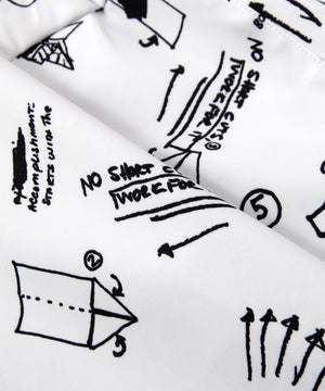 CUSTOM_ALT_TEXT: Print closeup of Paper Planes Sketch Print Swim Trunks color White.