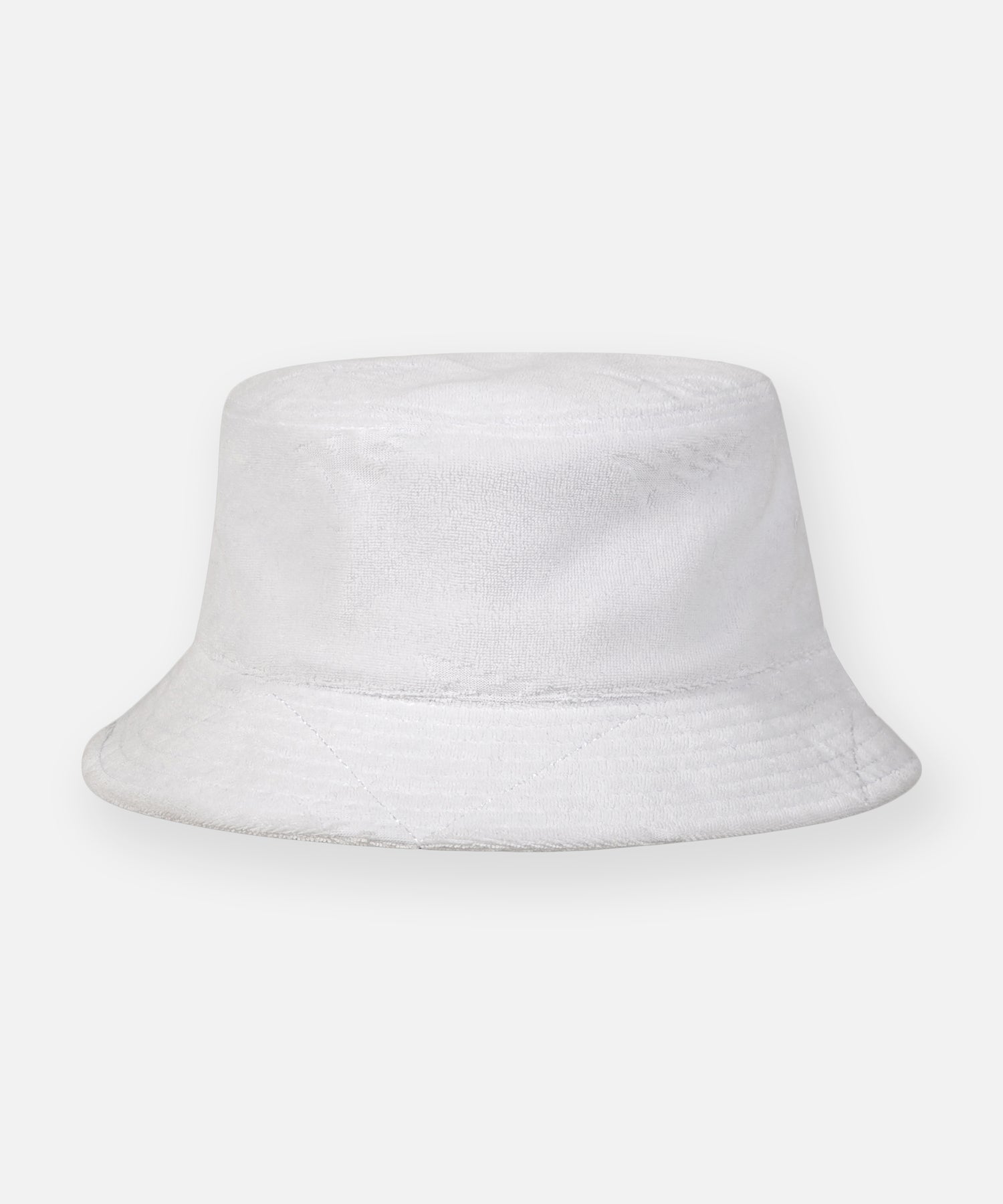 CUSTOM_ALT_TEXT: Paper Planes Jacquard Terry Cloth Bucket Hat color White.