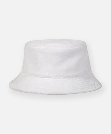 CUSTOM_ALT_TEXT: Paper Planes Jacquard Terry Cloth Bucket Hat color White.