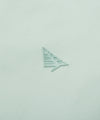 CUSTOM_ALT_TEXT: Glossy silicone Plane chest icon on Paper Planes Chromatic Crewneck Sweatshirt color Powder Blue.