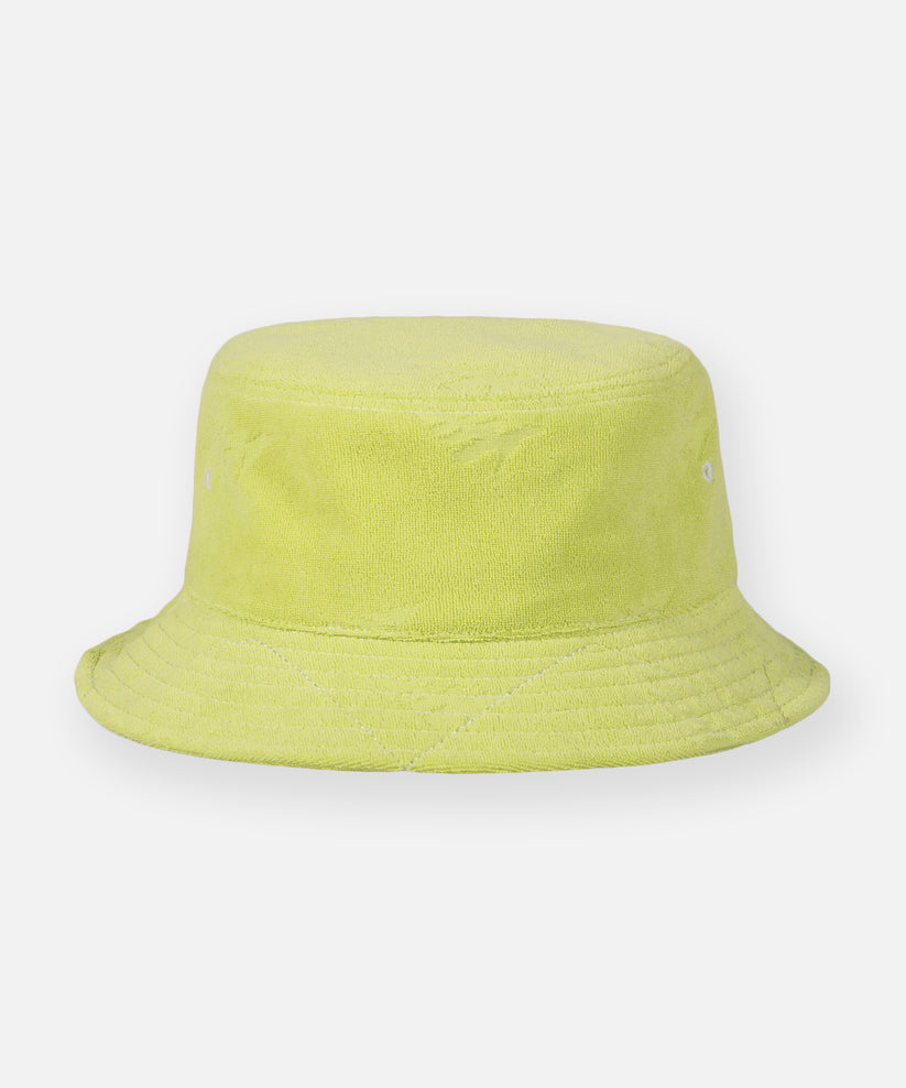 CUSTOM_ALT_TEXT: Paper Planes Jacquard Terry Cloth Bucket Hat color Lime Sherbet.