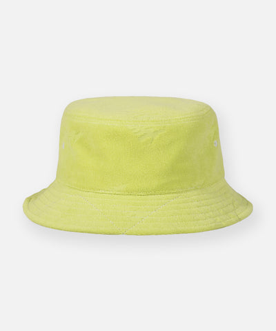 CUSTOM_ALT_TEXT: Paper Planes Jacquard Terry Cloth Bucket Hat color Lime Sherbet.