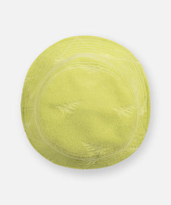 CUSTOM_ALT_TEXT: Top view of Paper Planes Jacquard Terry Cloth Bucket Hat color Lime Sherbet.