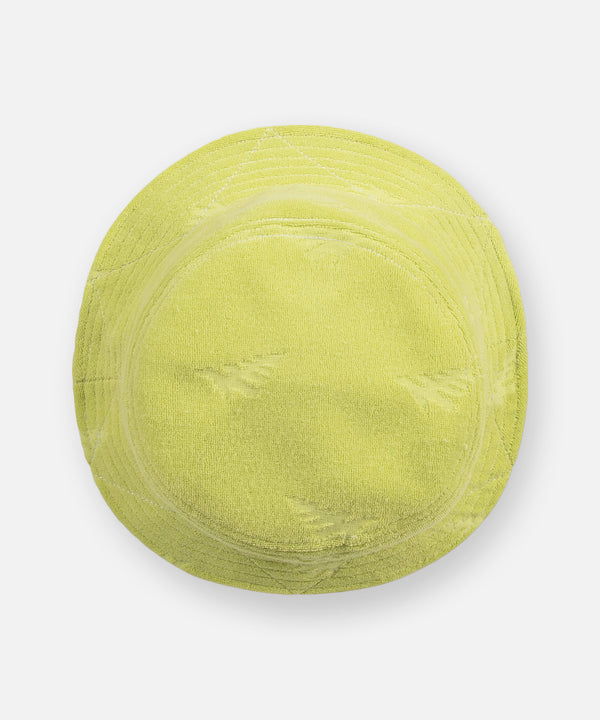 CUSTOM_ALT_TEXT: Top view of Paper Planes Jacquard Terry Cloth Bucket Hat color Lime Sherbet.