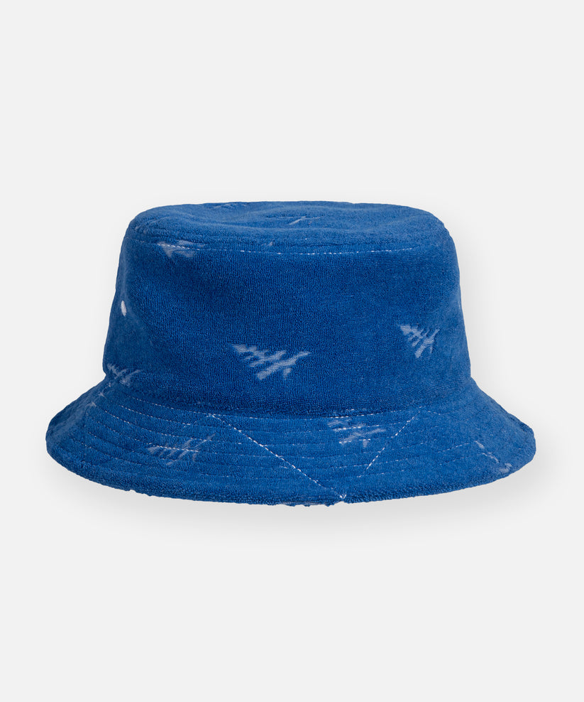 CUSTOM_ALT_TEXT: Paper Planes Jacquard Terry Cloth Bucket Hat color Nautical Blue.