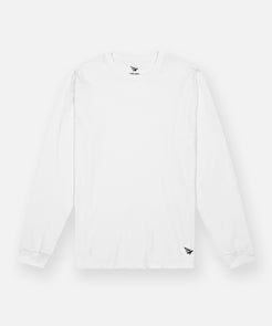 CUSTOM_ALT_TEXT: Paper Planes Essential Long Sleeve Tee, color White.