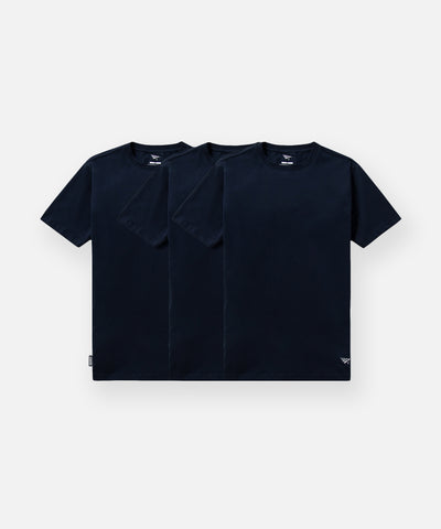 CUSTOM_ALT_TEXT: Paper Planes Essential 3-Pack Tee, color Midnight.
