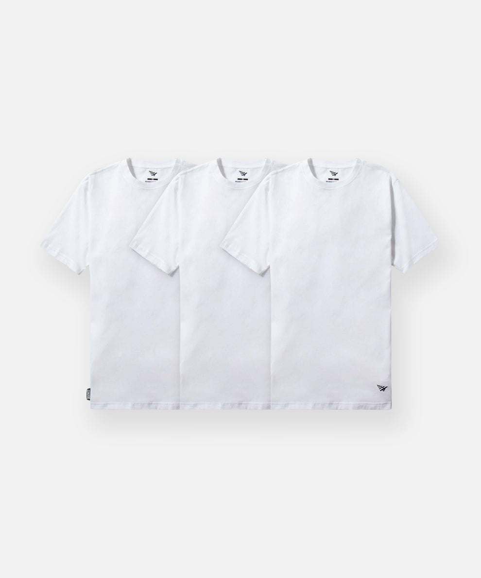 CUSTOM_ALT_TEXT: Paper Planes Essential 3-Pack Tee, color White.