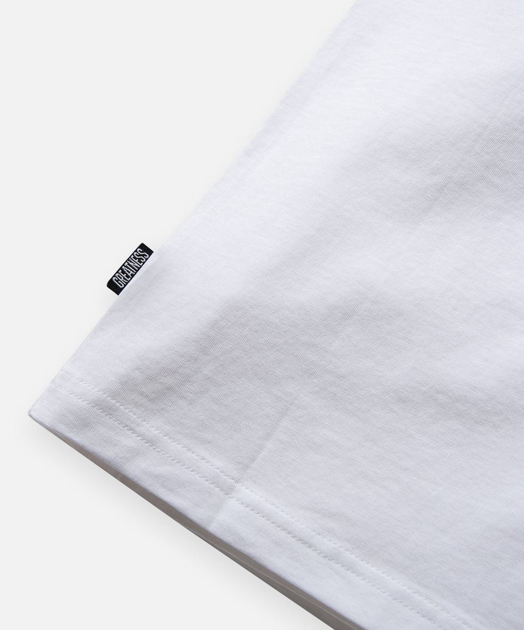  GREATNESS IS A PROCESS woven label on Paper Planes Essential 3-Pack Tee, color White.