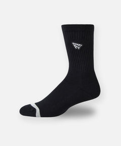  Side view of Paper Planes Icon II Crew Sock with Plane embroidered patch, color Black.
