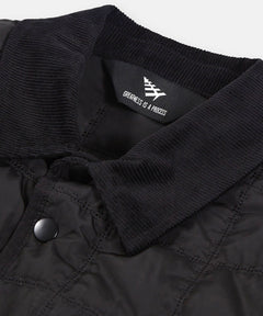  Corduroy collar on Paper Planes Quilted Shirt Jacket, color Black.