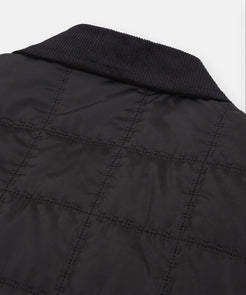 CUSTOM_ALT_TEXT: Quilting detail on Paper Planes Quilted Shirt Jacket, color Black.