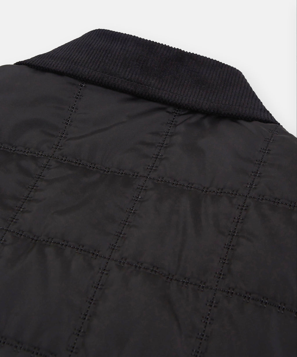  Quilting detail on Paper Planes Quilted Shirt Jacket, color Black.