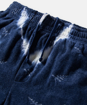 CUSTOM_ALT_TEXT: Drawstring waistband on Paper Planes Do or Dye Terry Cloth Short color Navy.