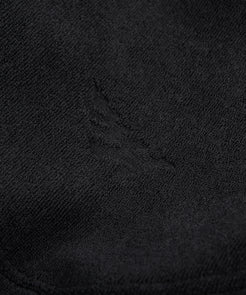 CUSTOM_ALT_TEXT: Fabric closeup of Paper Planes Jacquard Terry Cloth Bucket Hat color Black.
